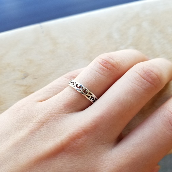 Whimsical Swirl Sterling Band - Picture 6 of 6